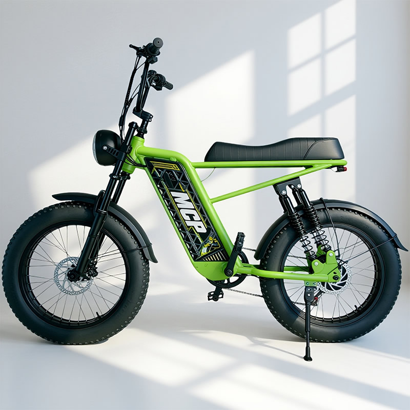 MC004 Green Electric Motorcycle Fat Tire City Edition